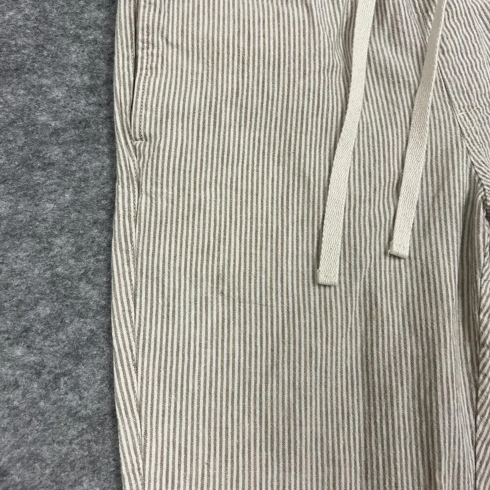 J CREW Pants Mens 32x30 Beige Driggs Jogger Linen Cotton Striped Fits30x28